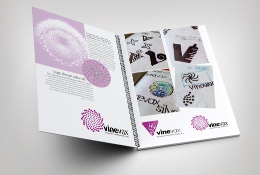 Agrimm, Vinevax logo, presentation document spread, MagentaDot Brands
