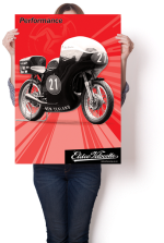 Dynamic Eldee Velocette “Performance” Isle of Man Classic T.T. poster. Poster design and print, Christchurch, New Zealand.