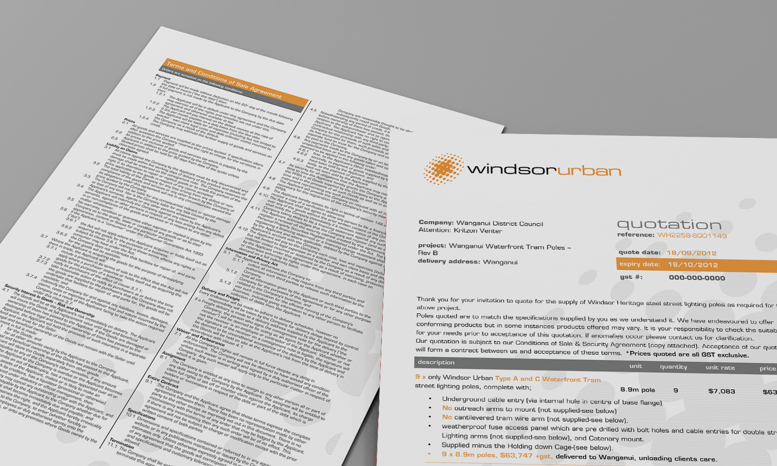 WindsorUrban custom Microsoft Word quote template document.