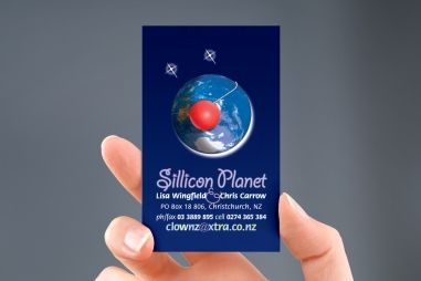 The second of Sillicon Planet’s full colour, two-sided business cards features their emblem.