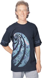 ‘Paua Aotearoa’ T-shirt, four colour print on black fabric