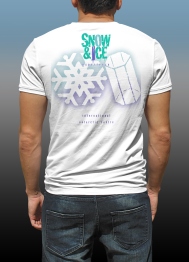 Back of Antarctic Centre Snow & Ice experience design on back of a white T-shirt