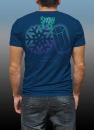 Back of Antarctic Centre Snow & Ice experience design on back of a dark blue T-shirt