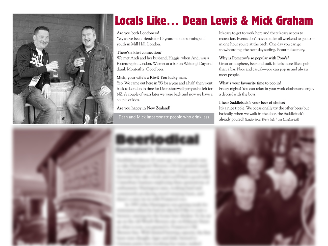 The Pomeroy’s Press. Pom’s “Locals like…” profile article. Dean Lewis and Mick Graham.